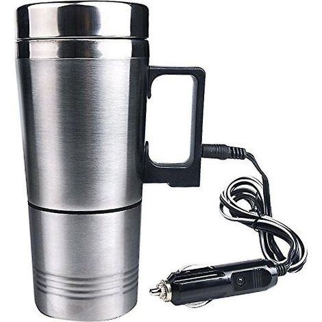 Tasse chauffante pour voiture, bouilloire électrique en acier inoxydable, allume-cigare (1/5)