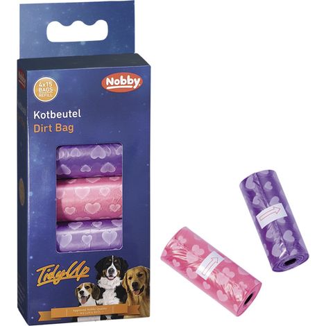 Nobby TidyUp Kotbeutel mit Herzchendruck 4 Rollen á 15 Beutel