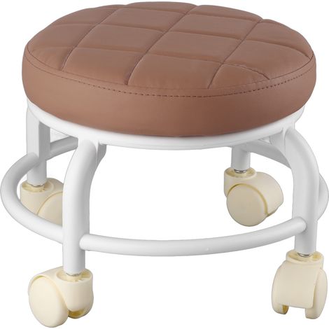 Pouf roulant en mousse à mémoire de forme haute densité, imperméable, roulettes silencieuses, repose-pieds à double couche, tabouret pour salon bureau, couleur café (1/5)