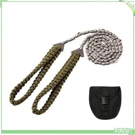 Scie à chaîne (tronçonneuse de poche) - FAFEICY - 24 pouces - 11 dents - Poignée paracorde 23 pieds - Vert armée (1/5)