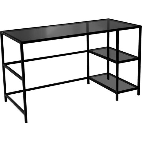 Bureau métal noir et verre trempé Kira 130cm (1/5)