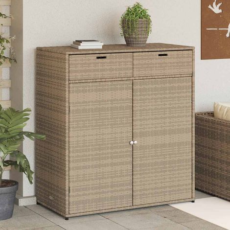 Armoire de rangement jardin-Meuble de stockage beige 105x55x113 cm résine tressée 514188 (1/5)