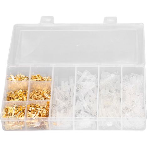 Connecteur électrique 600 pièces, cosse à sertir en laiton mâle femelle, embouts spatule avec gaine transparente, kit de câblage pour connexions filaires (1/5)