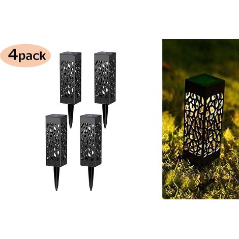 Lot de 4 lampes solaires de jardin, lanternes décoratives pour allée, terrasse, patio, entrée de garage, éclairage paysager, étanches, à énergie solaire. (1/5)