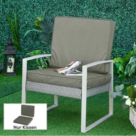 Set di cuscini per sedia 56x52x7 cm, sfoderabili e lavabili, per interno ed esterno, poliestere grigio scuro (1/5)