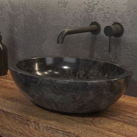 Lavabo in marmo colore nero 45cm Litos-LEN40 kamalu