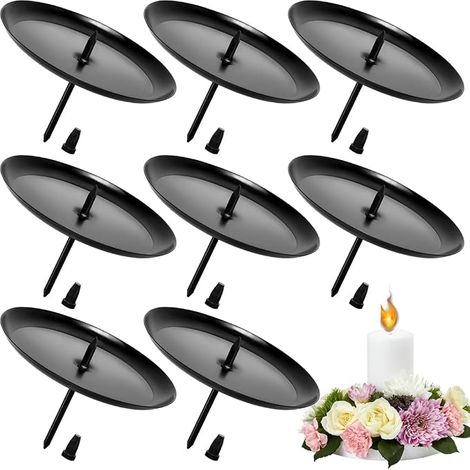 bougeoirs couronne de l'Avent [Ø 6 cm], bougeoirs bougies piliers, bougeoirs métal solide mandrin à planter – Support sûr décoration Noël (noir) (1/5)