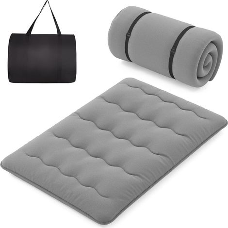 Colchón plegable de suelo de 140 x 200 cm funda extraíble y lavable confort óptimo ambiente acogedor microfibra gris 200017894