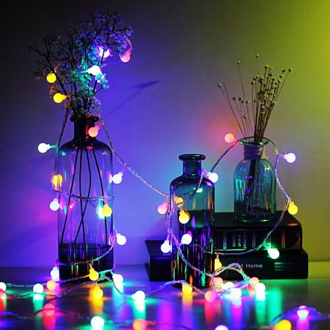 Guirlande Lumineuse Boules LED - 6 M - 40 Ampoules Multicolores - 2 Modes Lumineux - Alimentation Piles - Décoration Intérieure Fêtes Chambres Ados (1/5)
