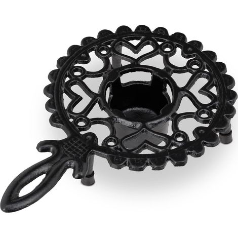 LYERCW - Théière et cafetière en fonte, pour 1 bougie chauffe-plat, design antique, chauffe-théière rustique, noir, 1 pièce (1/4)