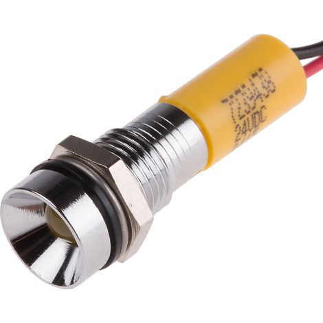 Voyant LED lumineux Jaune RS PRO, dia. 8mm, 24V c.c., IP67 ( Prix pour 1 ) (1/2)