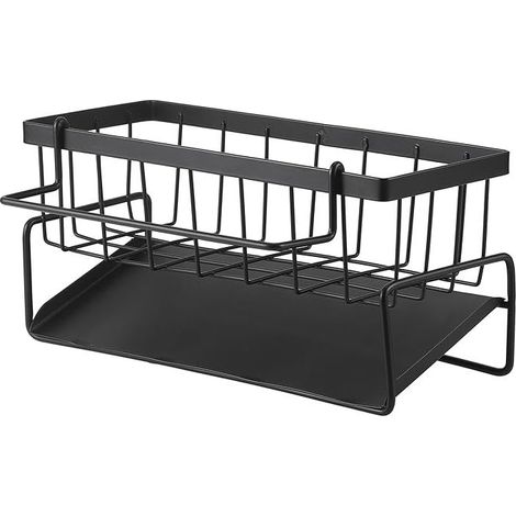 1 organisateur d'évier en acier inoxydable, avec bac de vidange automatique, porte-serviettes intégré, pour cuisine et salle de bain (1/5)