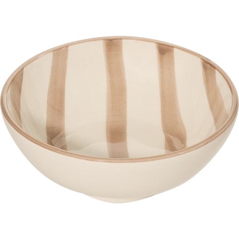 Zafferano Set 6 Ciotole Righe Collezione Lido Colore Sabbia in Ceramica Artigianale Italiana Design Righe Verticali Eleganti per Tavola Design