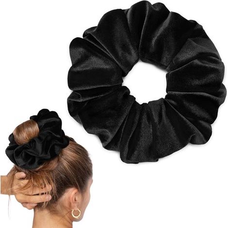 1 pieza, Diadema, Diadema de cola gruesa, Diadema, Estilo clásico, Sujetador de coleta extragrande, Color liso, Accesorios para el cabello, Negro (1/5)