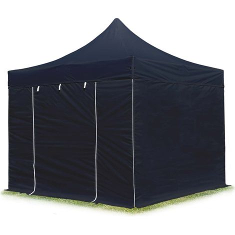 3x3 m Faltpavillon, PREMIUM Stahl 40mm, Seitenteile ohne Fenster, schwarz (1/5)