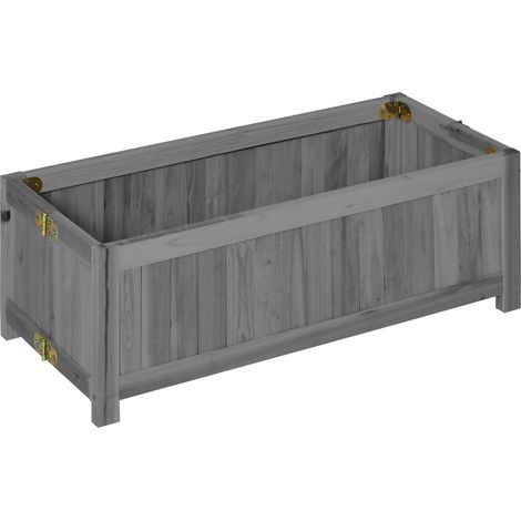 Carré Potager de jardin pliable en Bois massif, Jardinière Surélevé 70 x 30 x 25 cm pour Jardin Balcon Terrasse gris (1/5)