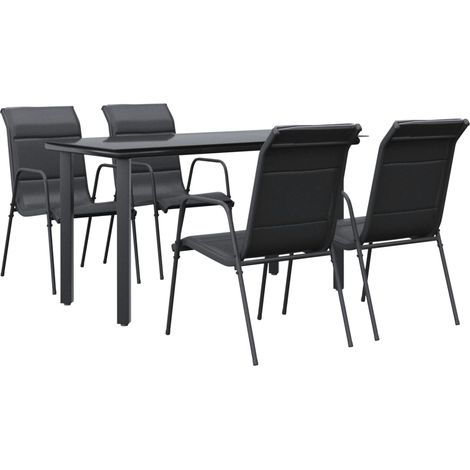 Maison Exclusive - Set da Pranzo da Giardino 5 pz Nero in Acciaio e Textilene
