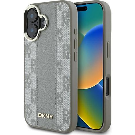 iPhone 16 dkny Hartschalen-MagSafe-Hülle mit Karomuster, Beige (1/5)