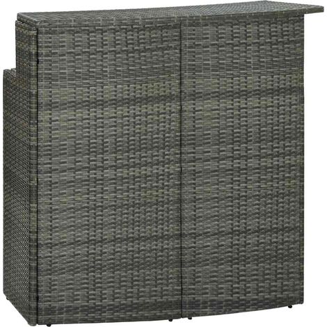 Table haute de jardin Table de bar - Mange-Debout Gris 120x55x110 cm Résine tressée BV557330 - BonneVie (1/5)