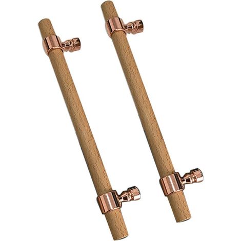 Poignée de porte en bois massif, 2 poignées meuble, arche hêtre (1/5)