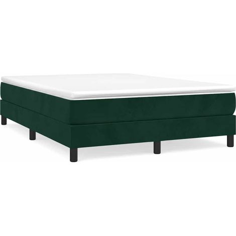 Maison Exclusive - Box spring postel s matrací tmavě zelená 140x190 cm samet (1/5)