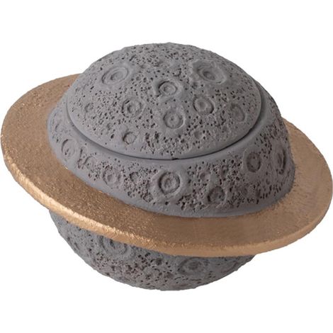 Urna commemorativa per animali domestici Planet Memorial con anello dorato galleggiante e tributo celeste - Contenitore sferico ermetico per ceneri con trama a cratere