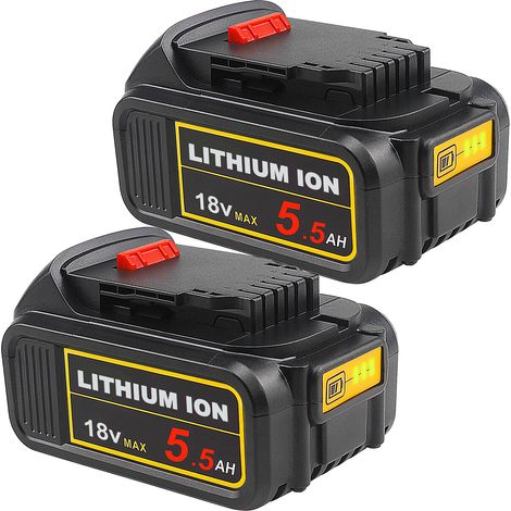 2X für DeWalt DCB184-XJ Li-Ion XR 18V 5.5Ah Akku DCB184P2-XJ mit Ladestandanzeige DCB182 DCB183 DCB183-XJ DCB182-XJ