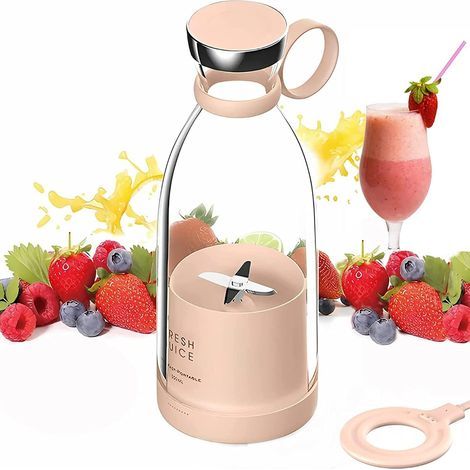 Smoothie Mixeur portable Blender, Mixeur rechargeable USB Portable Blender, Mixeur Fruits Sans Fil Sport Camping Fitness (ROSA) (1/5)