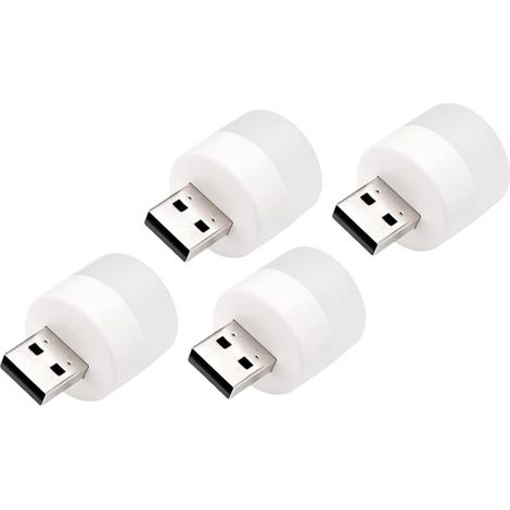 Lot de 4 Mini Veilleuses LED USB Portables à Économie D'énergie, Lampe de Nuit Compacte pour Chambre, Design Simple et Fonctionnelle, Lumière Chaude Douce Adaptée aux Adultes (1/5)