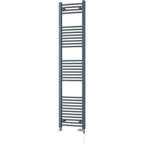 Zennor - Anthracite Dual Fuel Towel Rail H1800mm x W400mm Standard - Curved (1/3)