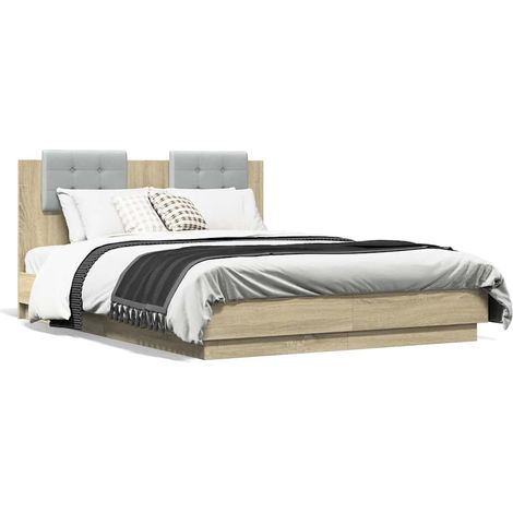 Maison Exclusive - Cadre de lit sans matelas chêne sonoma 140x190 cm (1/5)