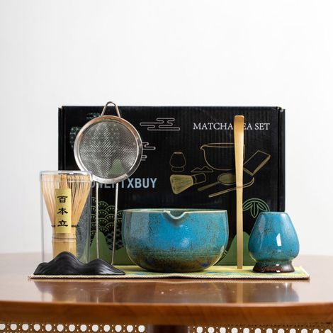 7-teiliges Ensemble Matcha Blau – Kreativer Backschüssel + Schneebesen (1/5)