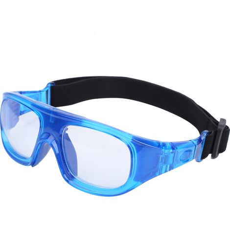Lunettes de basketball de sport en polycarbonate résistant aux chocs, lunettes de protection amovibles fixées sur la tête (bleues) (1/5)