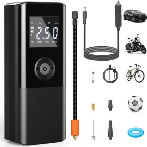 Mini Portable Air Compressor 150 PSI 4500 mAh 12V DC Rechargeable Electric Air Pump Car Tire Inflator with Digital Display LED Light USB Charging for Car Motorcycle Ball Outdoor (1/5)