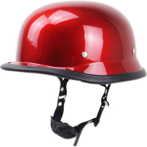Casque demi-jet rouge allemand pour moto, style chopper cruiser, tailles M/L/XL (1/4)