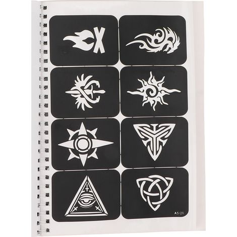 Manuel des gabarits de tatouage A521-A530 : 99 motifs pour tatouages temporaires, tatouages au henné, tatouages à l’encre, tatouages à l’aérographe, tatouages à paillettes - Gabarits disponibles (1/5)