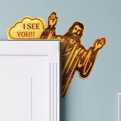 Set aus 2 dekorativen Türeckenschildern aus Holz mit der Aufschrift „Jesus, ich sehe dich“, für die linke und rechte Tür. (1/5)