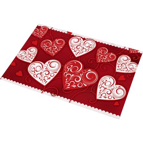 Tapis de sol XIUH Home Textile à motif cœur pour la Saint-Valentin, tapis d'entrée de cuisine, tapis absorbant pour chambre à coucher (CA) (1/5)