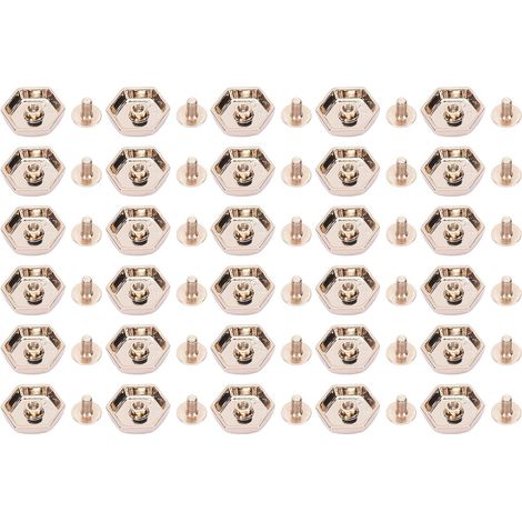 Decorative Hardware Screws Rivet Anti Bags Gold Wear for Hex Set 30 of (1/4)