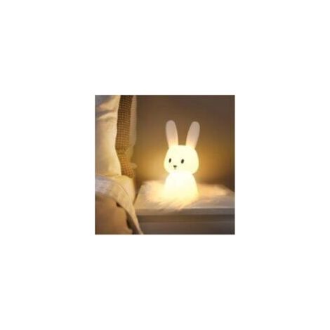 Hasen-Nachtlicht mit 7 Lichtmodi, Klicksteuerung, USB-Ladefunktion, Timer-Funktion, Nachttischlampe fürs Kinderzimmer, Spielzeug, Silikon-Nachtlicht - Crezuo