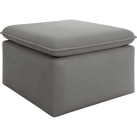 Pouf in Velluto a coste Grigio - TEODORA (1/3)