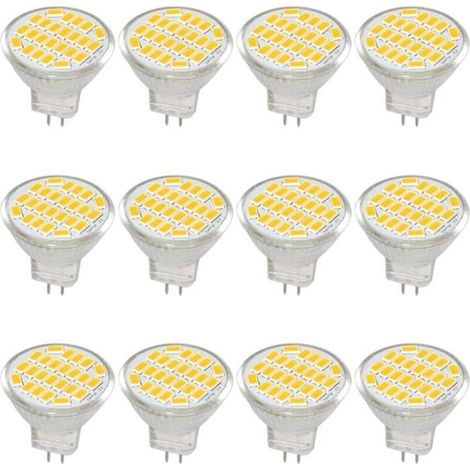 MR11 GU4 Ampoule LED lumière lumières DC/AC 10–30V 3 W, 12V, 24V, 30W Ampoule halogène équivalent,Blanc chaud 3000K(lot de 12) (1/5)
