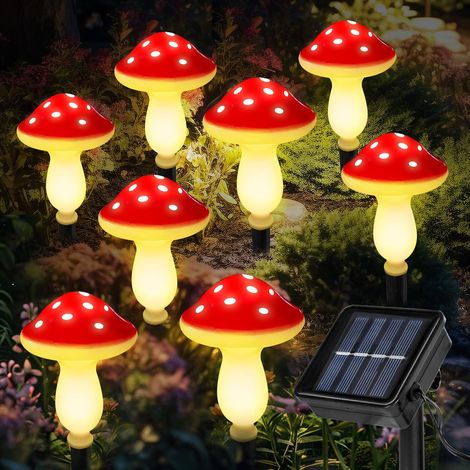 8 Pièces Lampes Solaires Champignons pour la Décoration Extérieure, Lampes Solaires à Fleurs, Lampe Solaire Exterieur Jardin, Étanche IP65, pour Terrasse, Chemin, Pelouse [Classe énergétique A+]