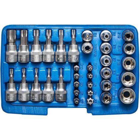KRAFTPLUS K.150-2134 Coffret de Douilles et Embouts étoiles mâles T-Profil et femelles E-Profil Torx Bit Entraîn. 10,0mm 3/8“ - (1/3)