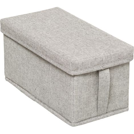 5Five Simply Smart – Boîte de rangement 15x31cm – Couverture en tissu polyester – Capacité 7 litres – Gris clair pour rangement organisé (1/5)