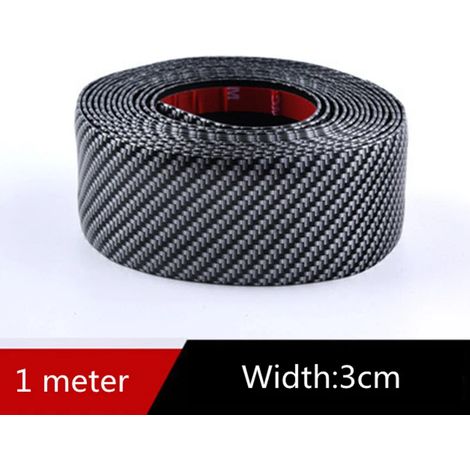 (Noir) Autocollants de voiture anti-rayures, protection de seuil de porte, bande en caoutchouc, fibre de carbone, film de protection pour pare-chocs, style automobile (1/4)