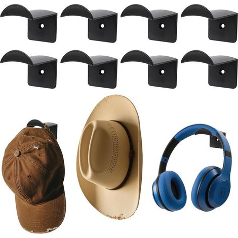 TIVCROXS - Pièces Support Casquette,(Noir)Adhésifs Range Casquette,Support Adhésif Sans Perçage,Porte Chapeau Mural,Porte Casquette Mural,Organiseur de Chapeaux Polyvalent pour Chapeaux,Écharpes,Sacs (1/5)