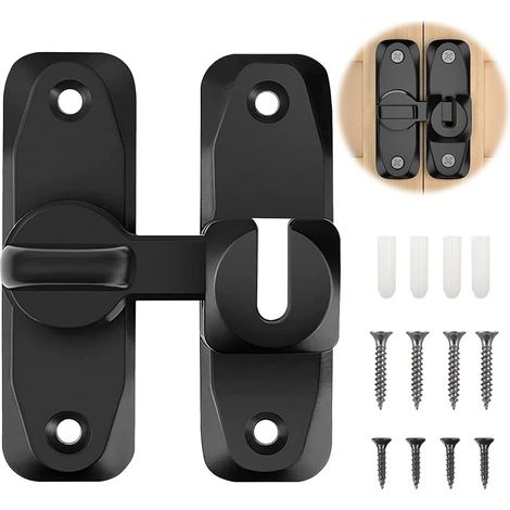 Serrure de porte coulissante - Verrou de porte avec vis - Serrure mobile à 90° en acier inoxydable - Pour portes coulissantes, salle de bain, jardin, fenêtre, extérieur