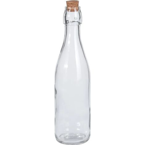 Bouteille en verre pour huile d'olive et vinaigre avec bec verseur et bouchon en liège, 500 ml (1/4)