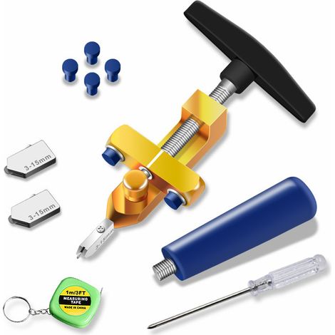 Cutter Verre - Lame Carbure De Tungstène 3 mm À 15 mm - Pour Découpe Verre Miroir Vitraux - Kit 2 Têtes + 4 Pointes + Tournevis (1/5)